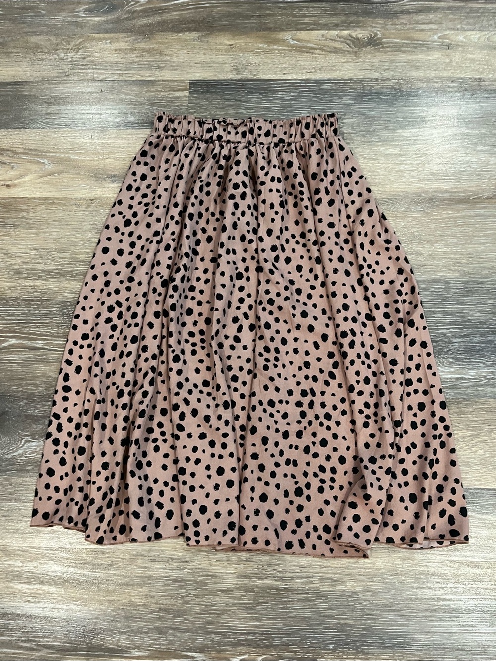 SHEIN Mauve Polka Dot Midi Skirt - Black Dot Print